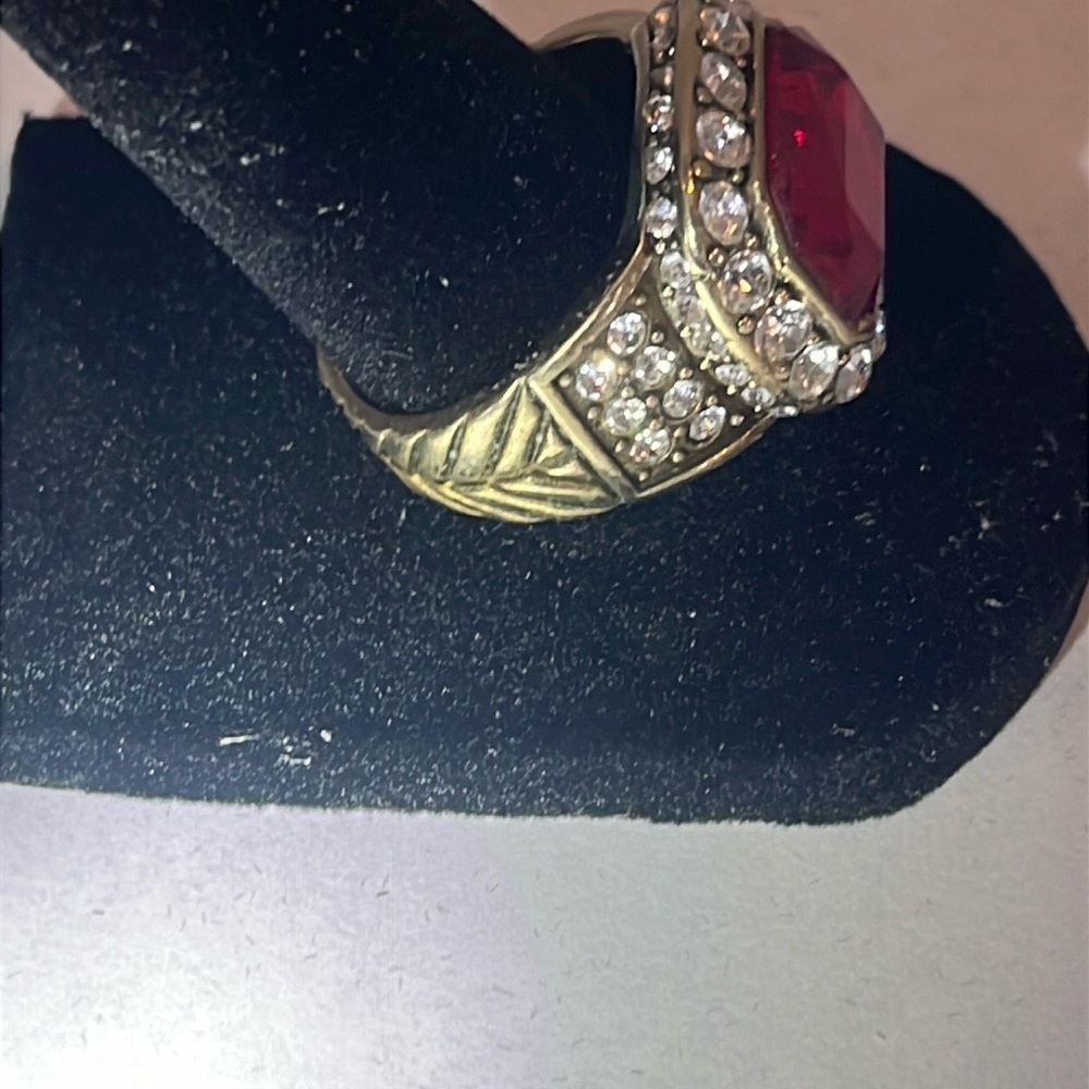 Heidi Daus Silver And Red Statement Ring - image 4